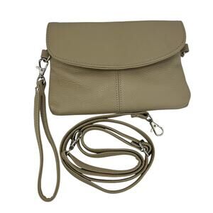 Cal-Wyn Women's Leather Wristlet Clutch Crossbody Bag Beige